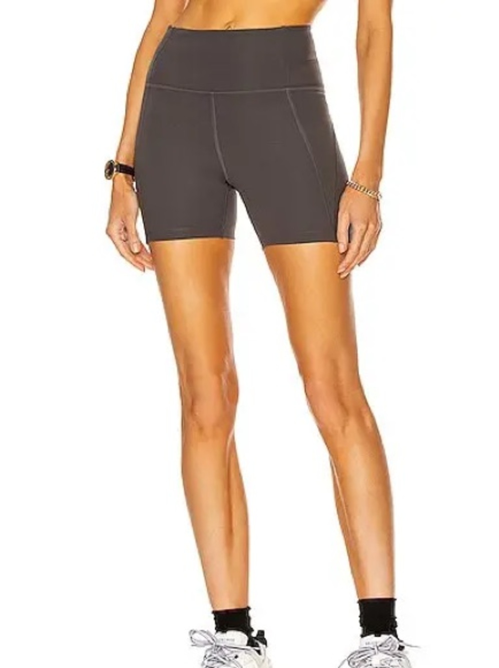 Girlfriend Collective High-Rise Run Shorts in Moon Size Small